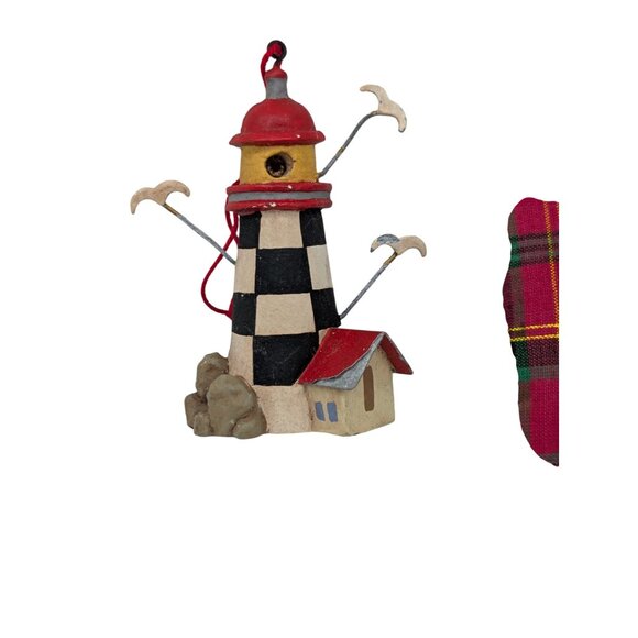 Set of 2 Lighthouse Themed ornament & Handmade Patchwork pillow - Picture 7 of 7